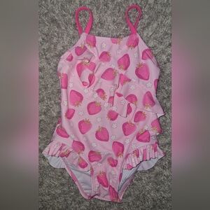 Real Love Pink Strawberry Ruffle Baby Girl One Piece Swimsuit 12 Months NWOT
